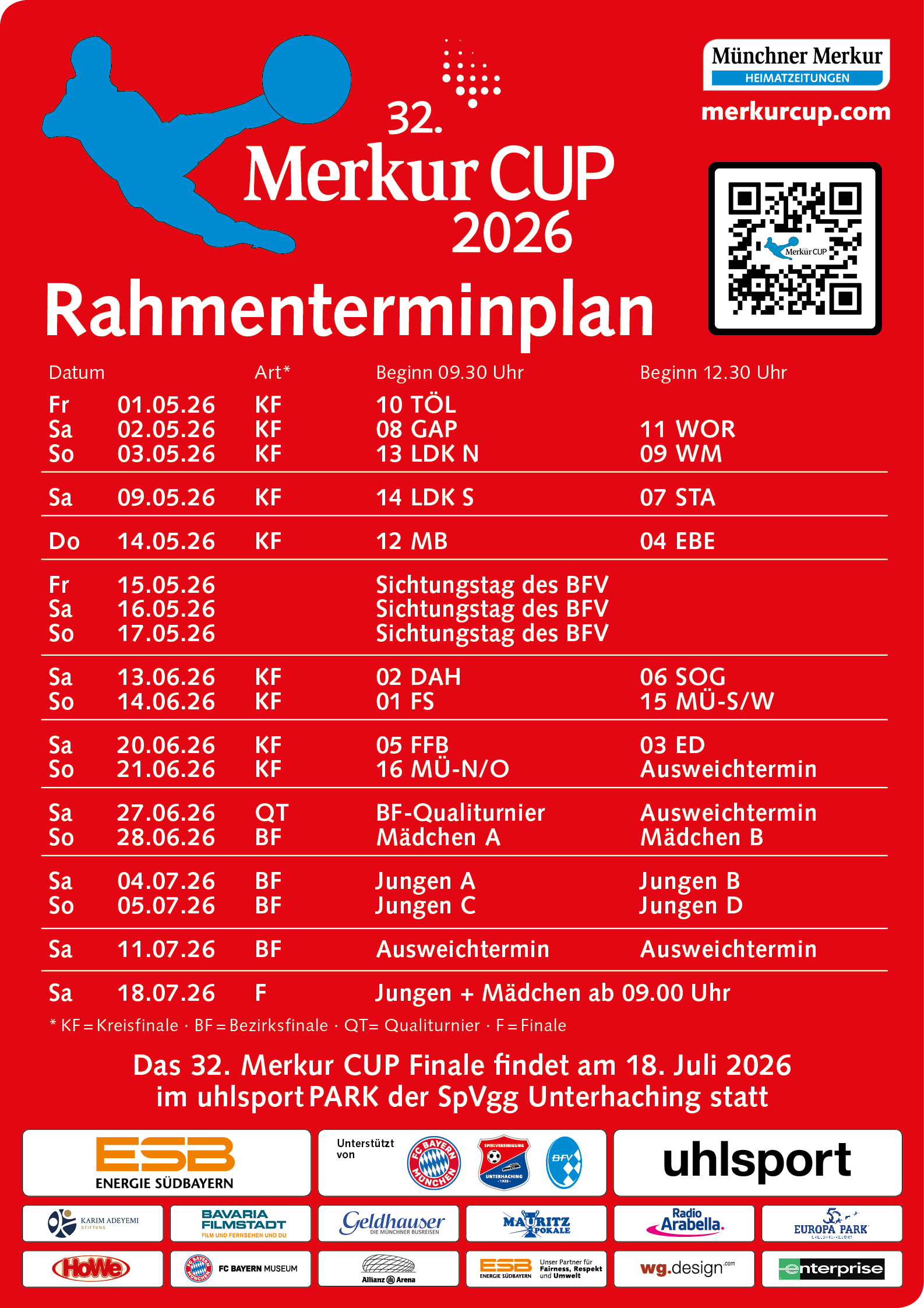 Merkur CUP Rahmenterminplan 2025